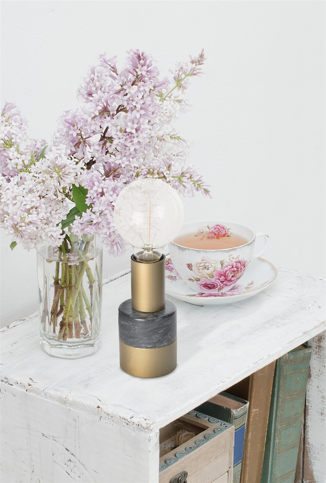 kayoom-lalande-tischlampe-minimalistisch-metall-marmor-freiliegende-gl-hbirne image 2