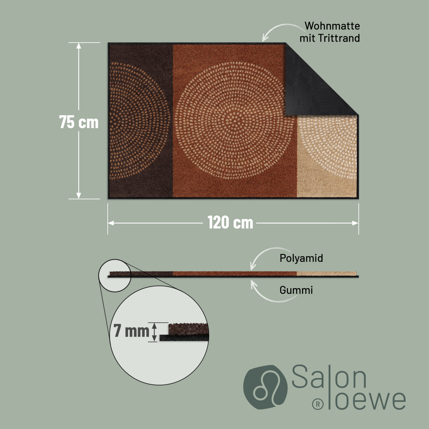 salonloewe-nestor-mocca-teppich-75-x-120-cm-schmutzfangmatte-mit-grafischem-desi image 4
