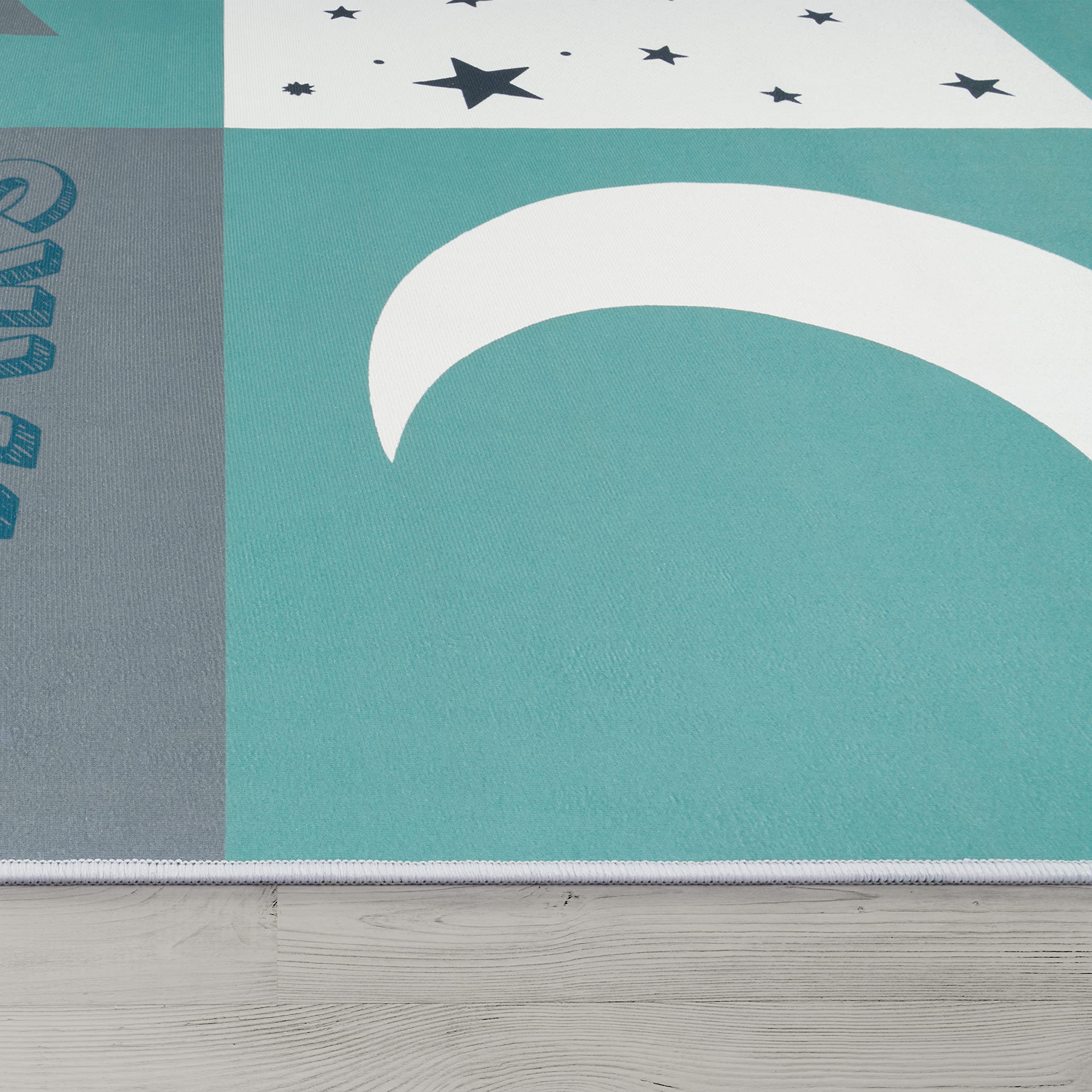 paco-home-ela-kinderteppich-140x200-cm-t-rkis-stern-mond-u-karo image 2