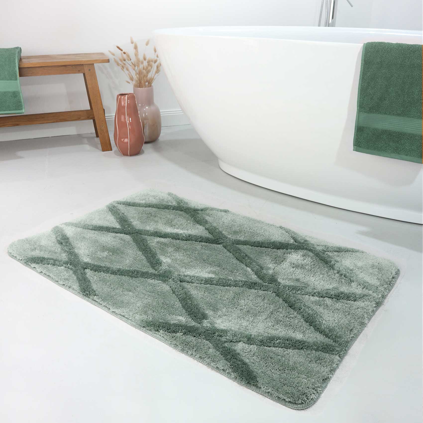 weconhome-homie-living-san-bosa-badteppich-gr-n-rauten-hochflor image 1