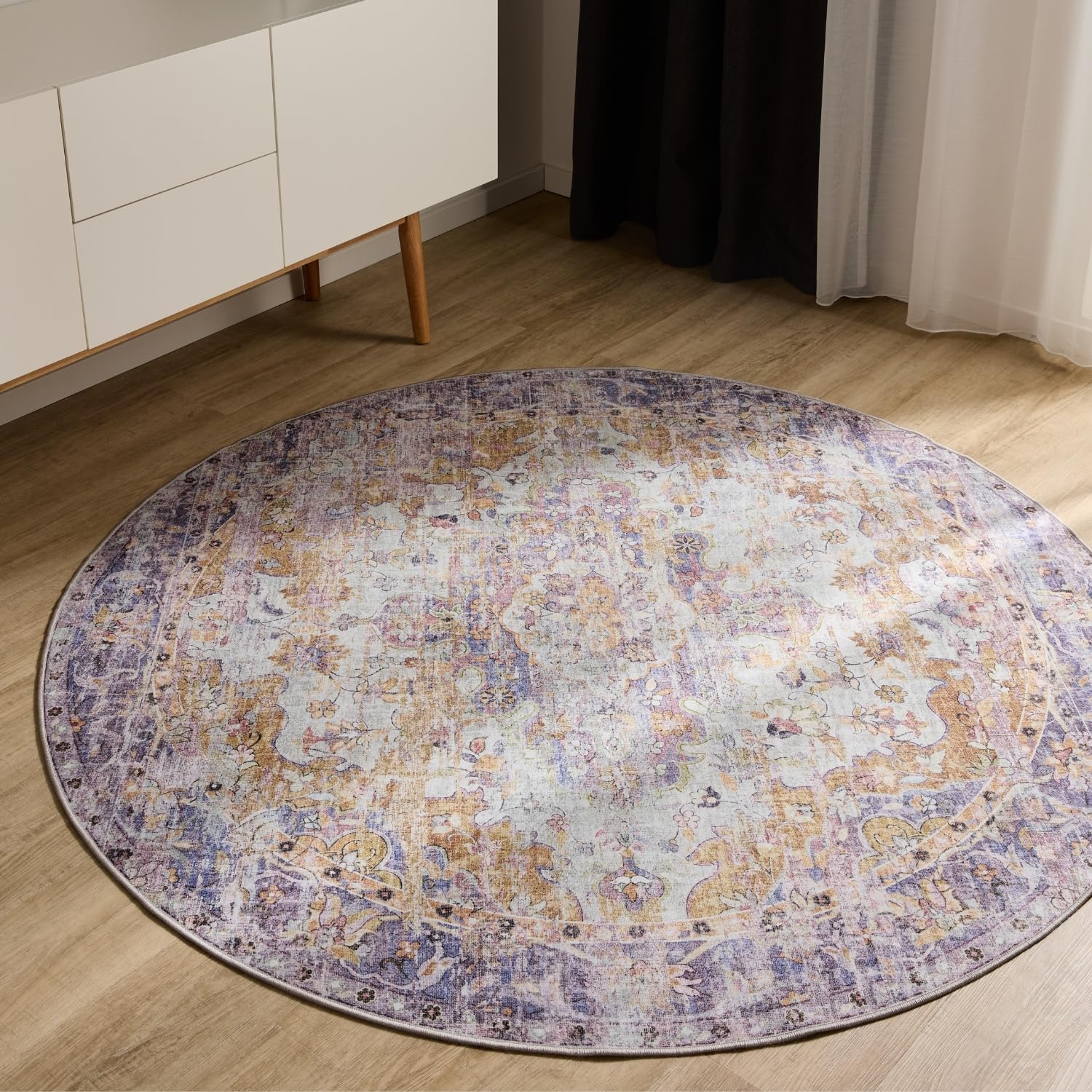benuta-basic-teppich-george-120-cm-rund-multicolor-lila-waschbar image 1