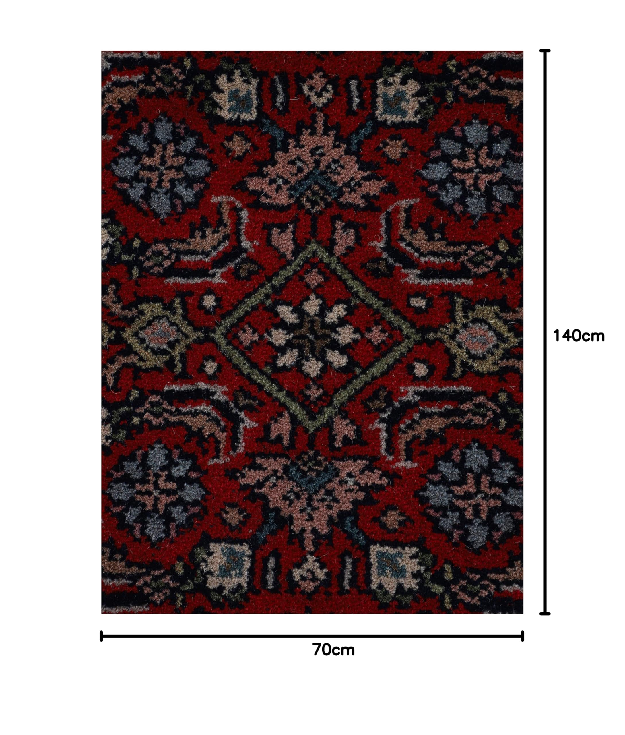 carpetine-herati-teppich-rot-70x140-cm-handgekn-pft-wolle-baumwolle-f-r-fu-boden image 2