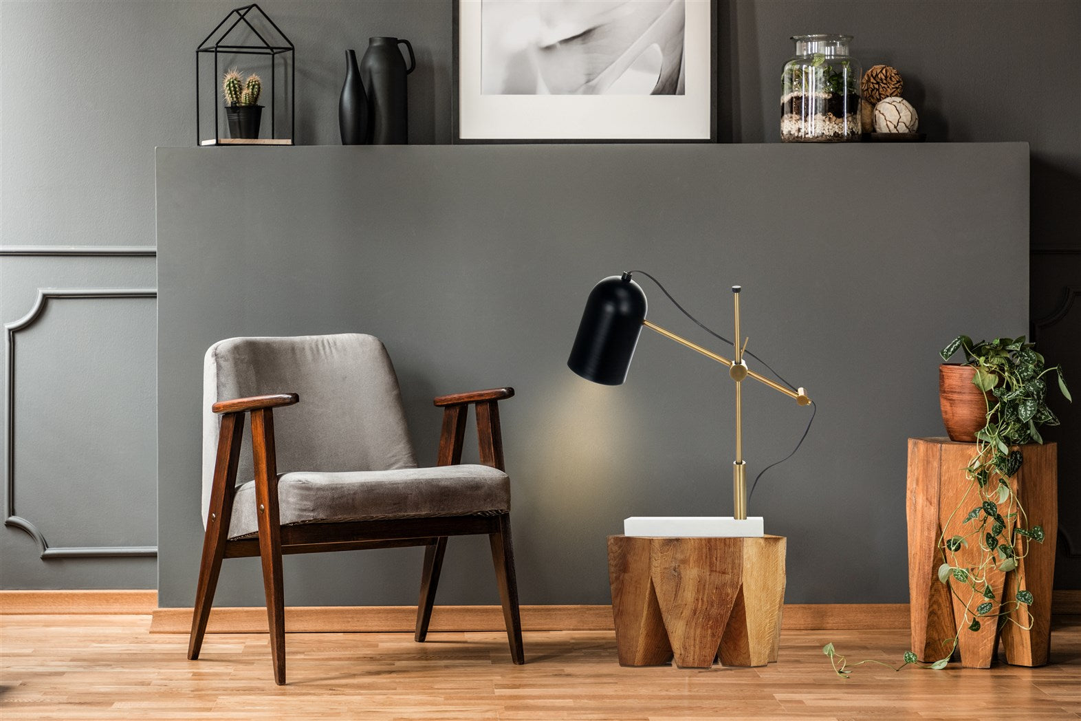 kayoom-tischlampe-spiro-110-schwarz-design-lampe-auch-als-stehlampe-nutzbar image 2