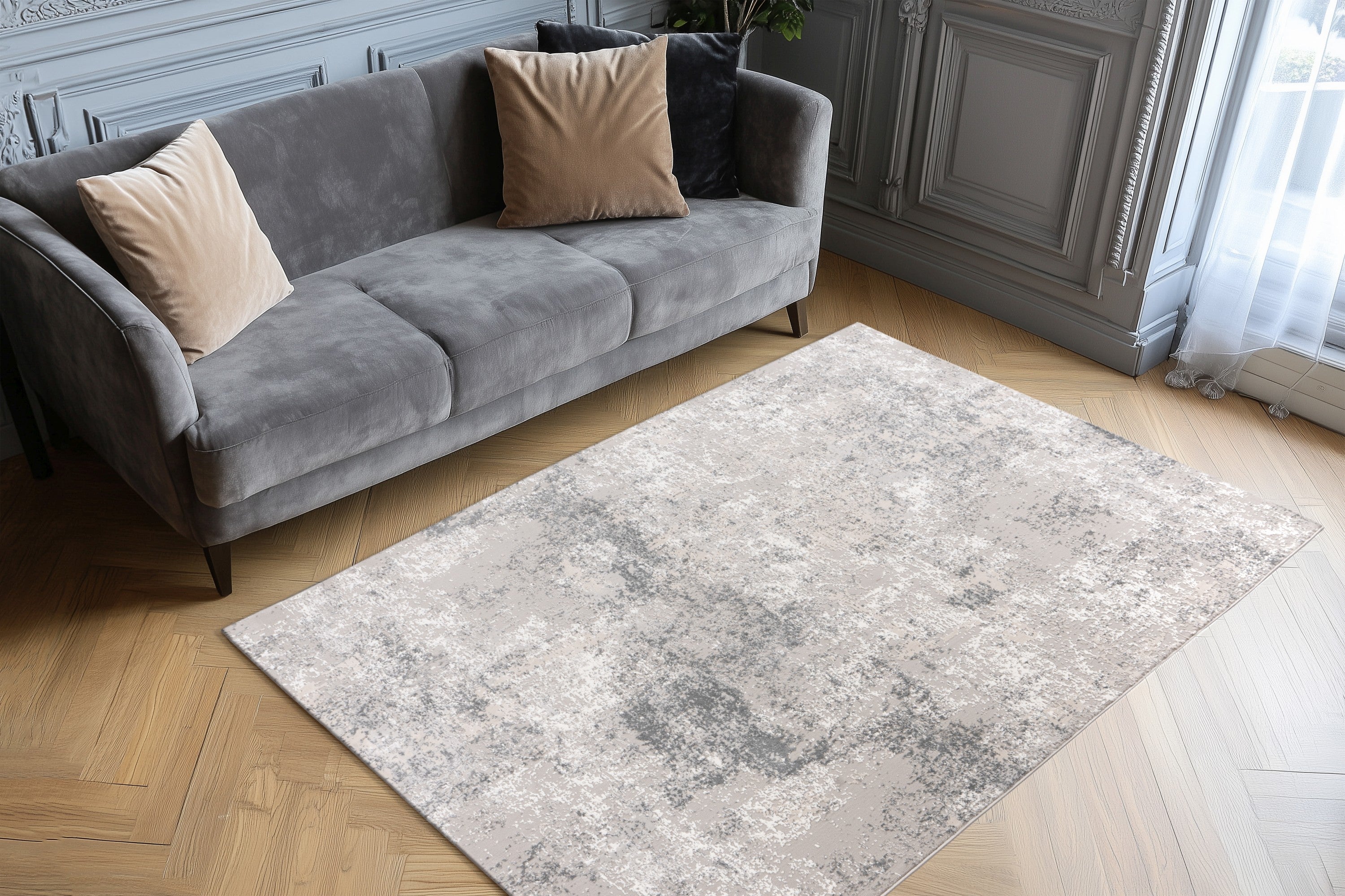 kayoom-tasteful-125-robuster-kurzflorteppich-in-silber-11-mm-florh-he-2000-g-m-p image 3