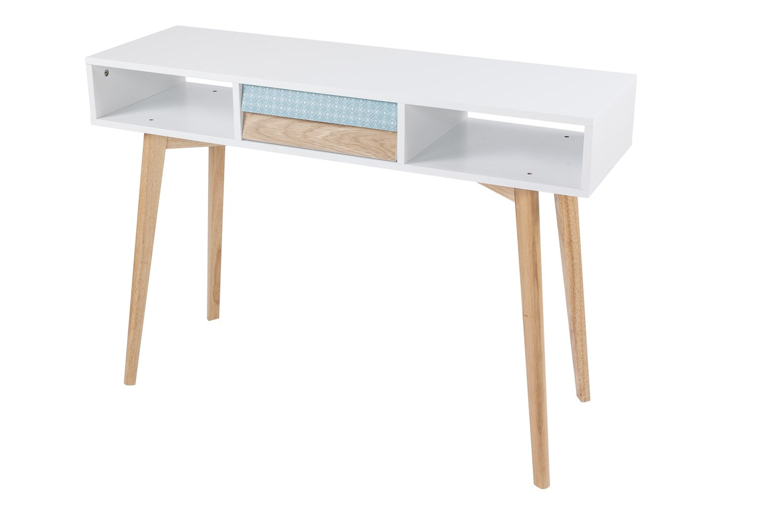 kayoom-konsolentisch-megan-skandi-stil-wei-blau-holz-mit-schublade-und-zwei-f-ch image 1