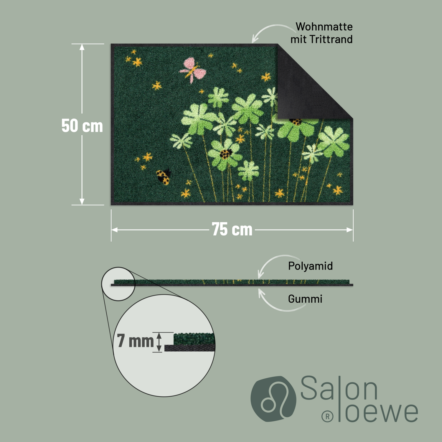 salonloewe-lucky-time-eingangsmatte-50-x-75-cm-kleeblatt-design-dunkelgr-n-polya image 4