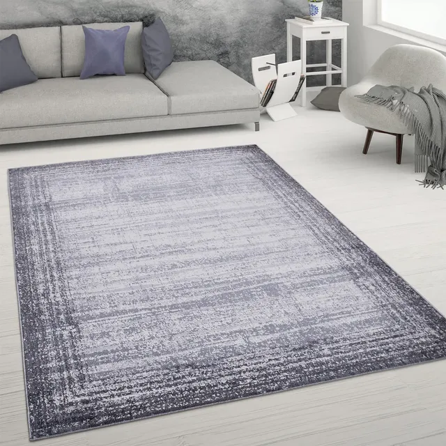 paco-home-kurzflorteppich-used-look-vintage-grau-80x150-cm image 1