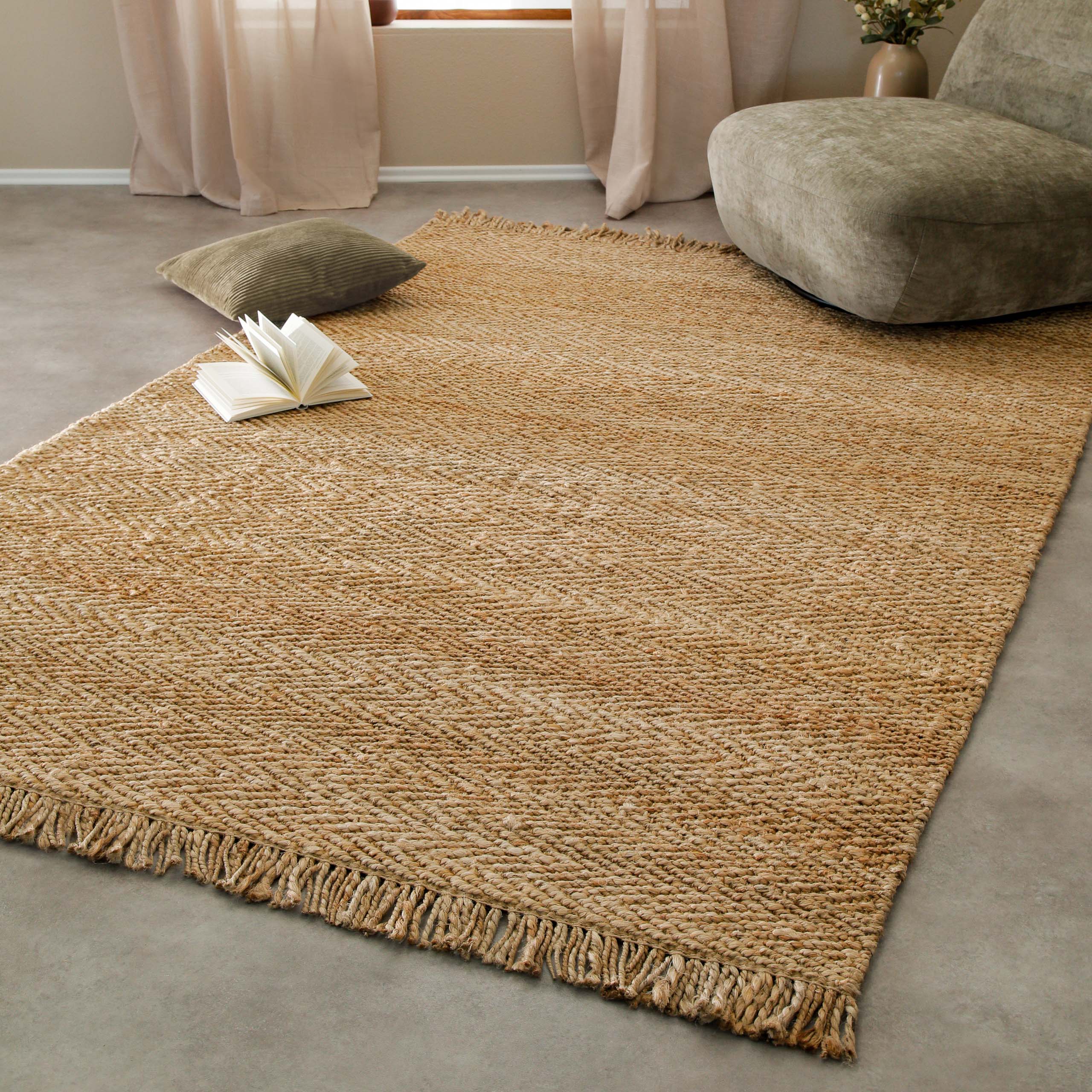 weconhome-green-looop-jute-teppich-dhurry-handgewebt-schwer-fischgr-t-struktur image 2