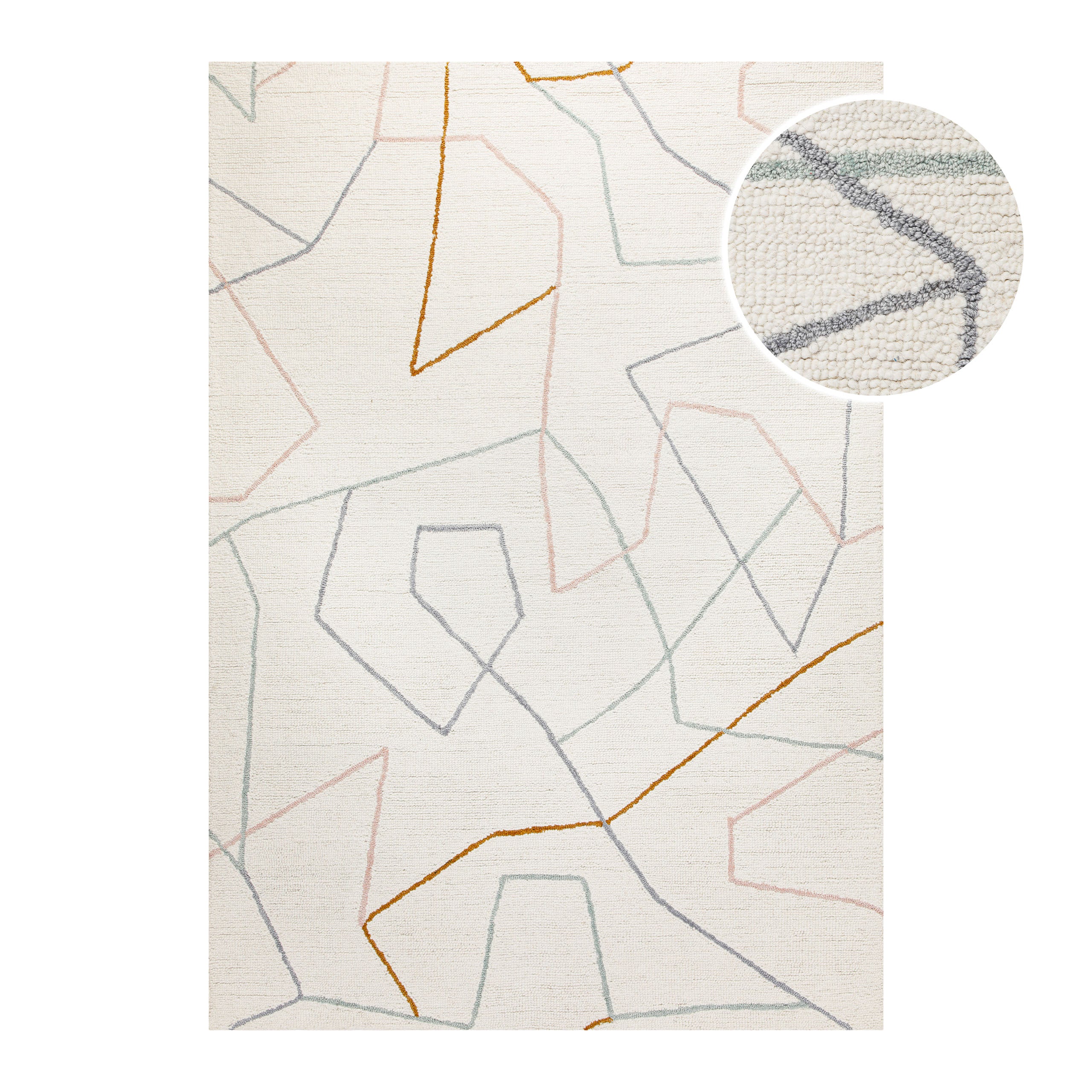 weconhome-nox-kurzflorteppich-creme-wei-schurwolle-rund image 1