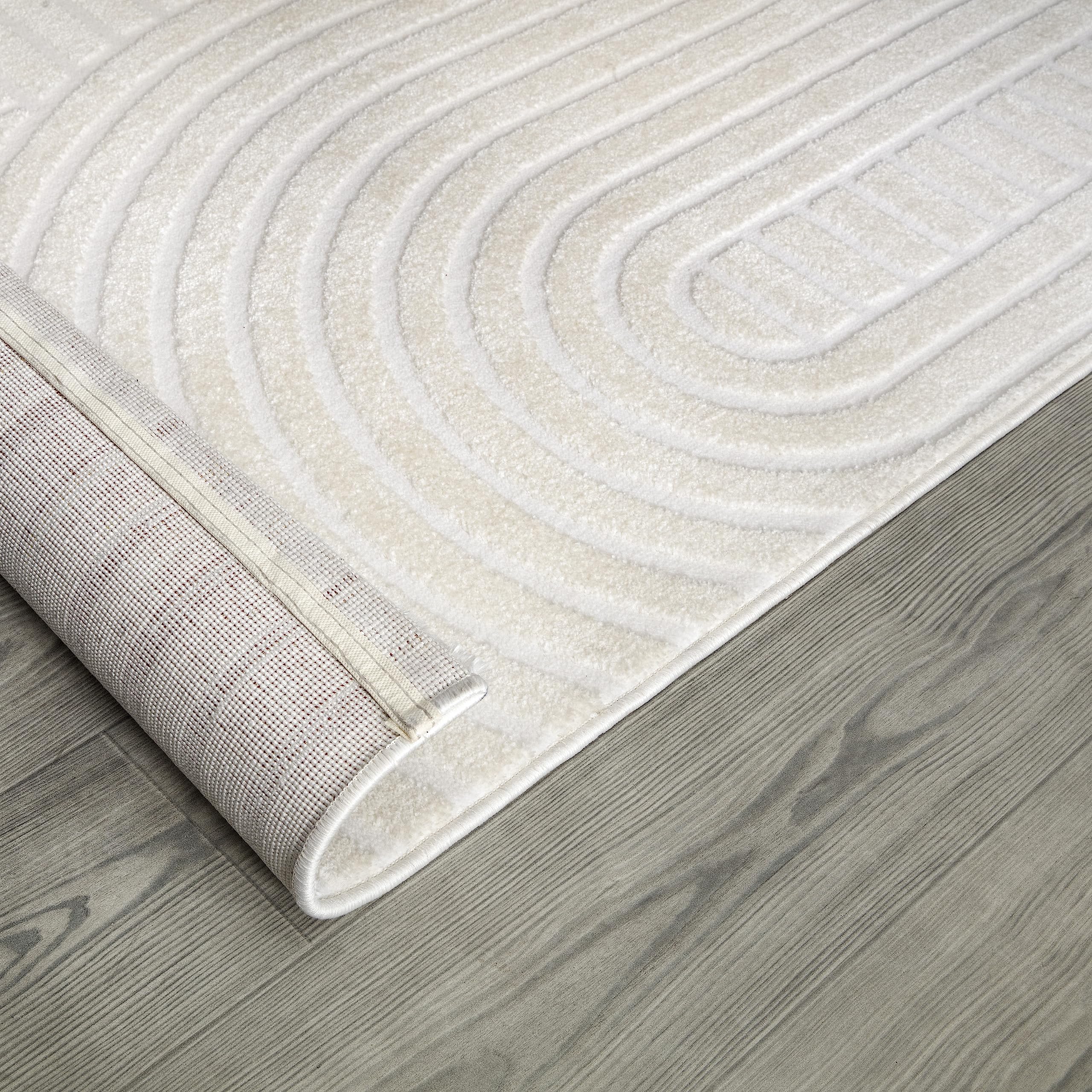 paco-home-teppich-kurzflor-skandi-boho-3d-effekt-creme-6-120x170-cm image 4