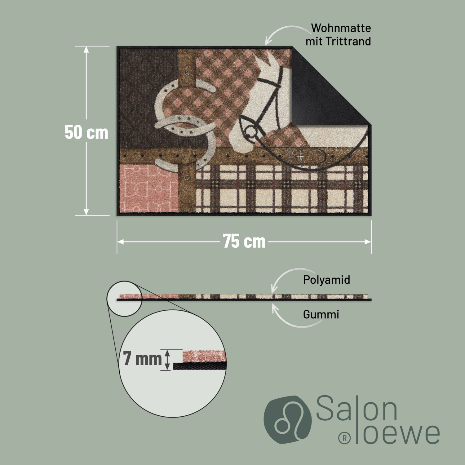 salonloewe-royal-stable-eingangsmatte-50-x-75-cm-pferdemotiv-beige-rosa image 4