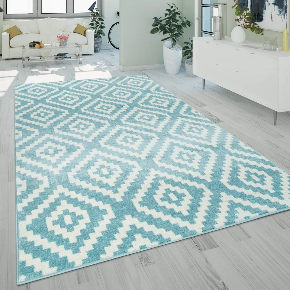 paco-home-metro-kurzflor-teppich-120x170-cm-blau-wei-rauten-ethno image 1