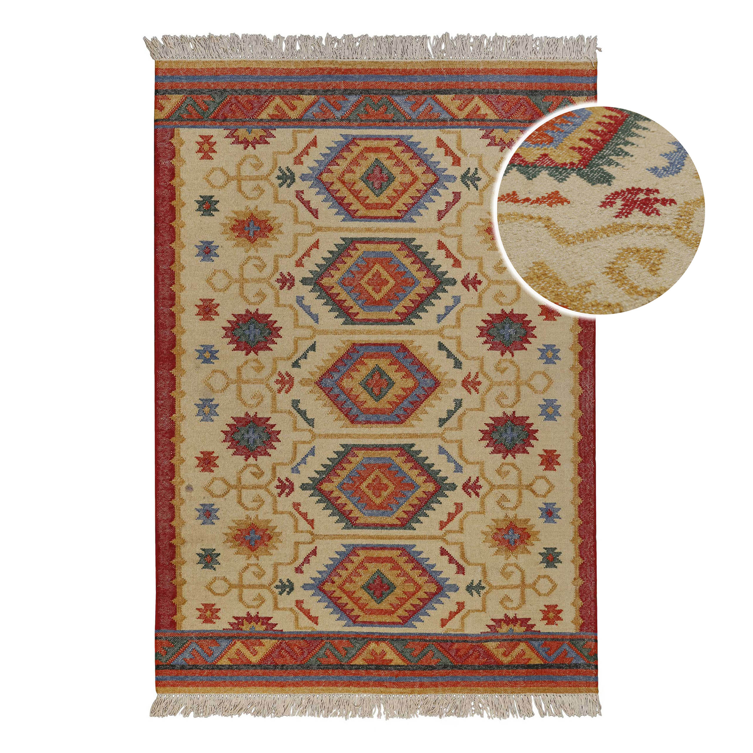 green-looop-valere-kelim-teppich-beige-wolle-handgewebt image 2