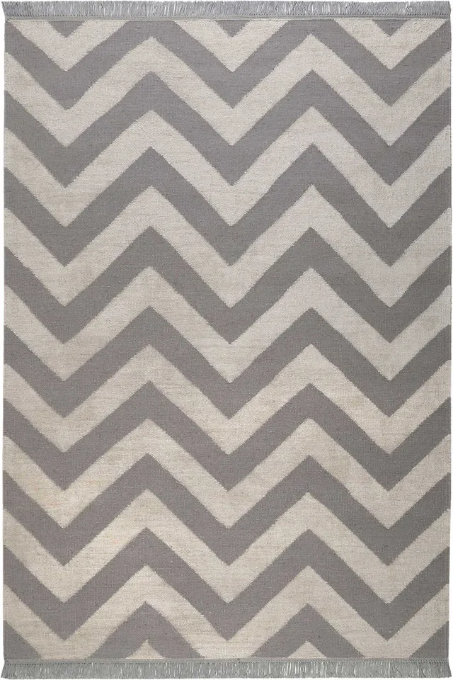 weconhome-zig-zag-kelim-teppich-grau-blau-naturfaser image 1