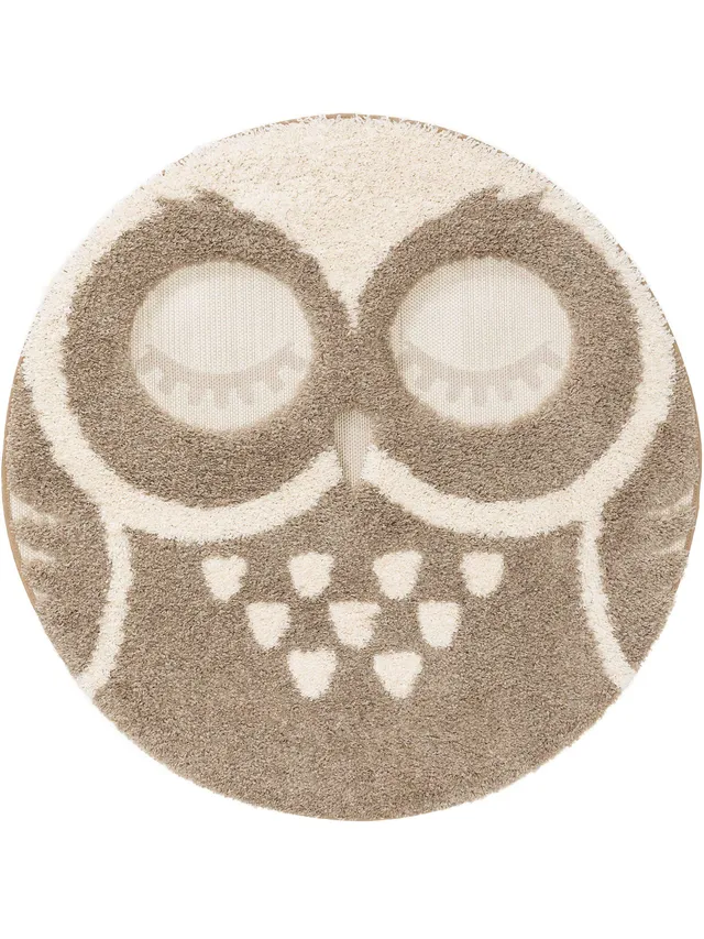 benuta-kids-teppich-carlo-rund-120-cm-cream-taupe-polypropylen-3-d-tiermotiv-f-r image 1