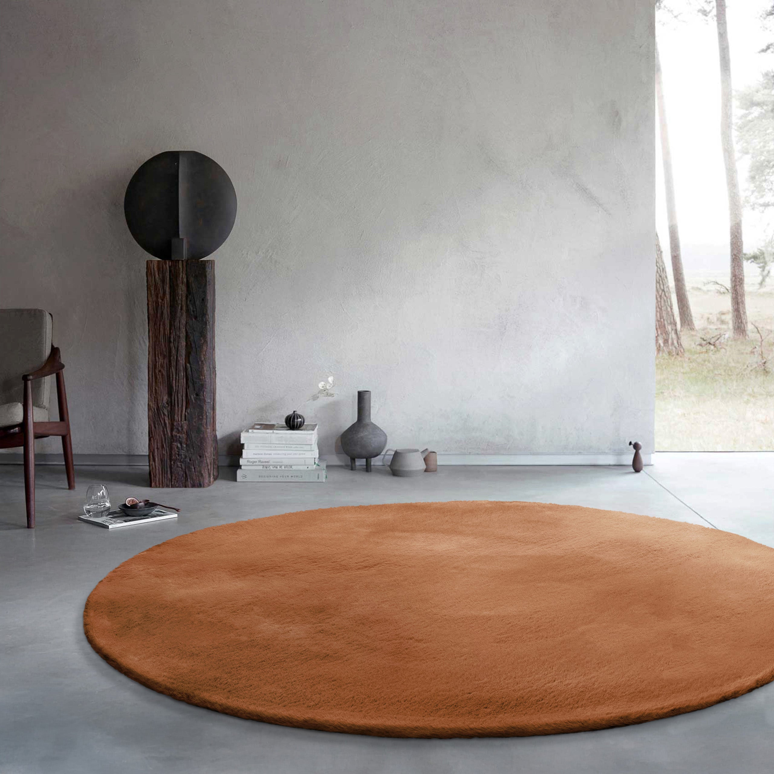 weconhome-basics-kunstfell-teppich-anna-rund-terracotta-flauschiger-hochflor-100 image 2