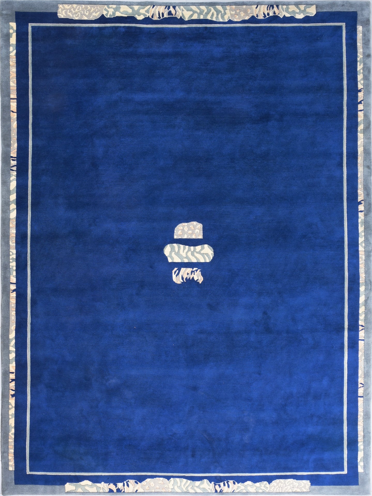 weconhome-handgekn-ptpfer-tibeter-teppich-blau-retro-bord-re image 1