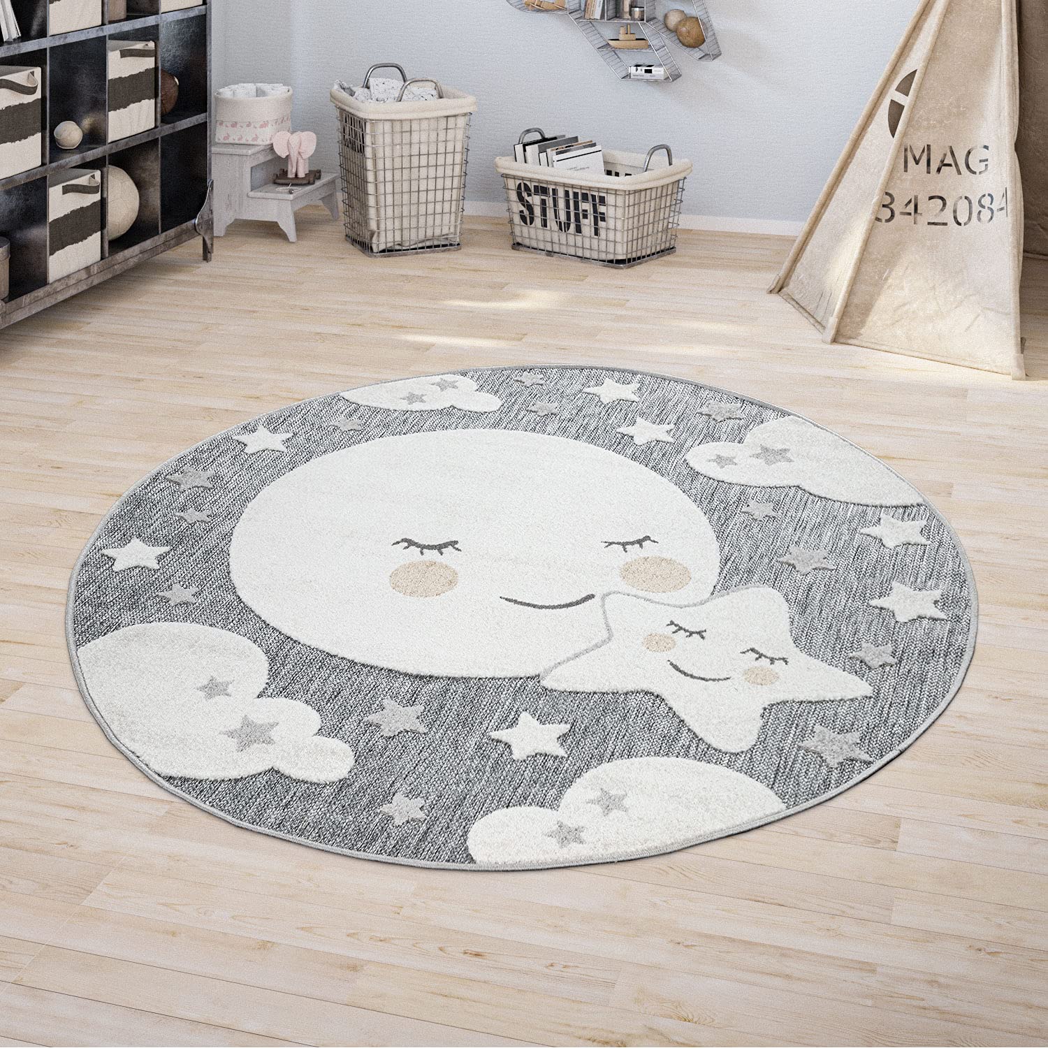 paco-home-kinderteppich-mond-grau-rund-120-cm image 1