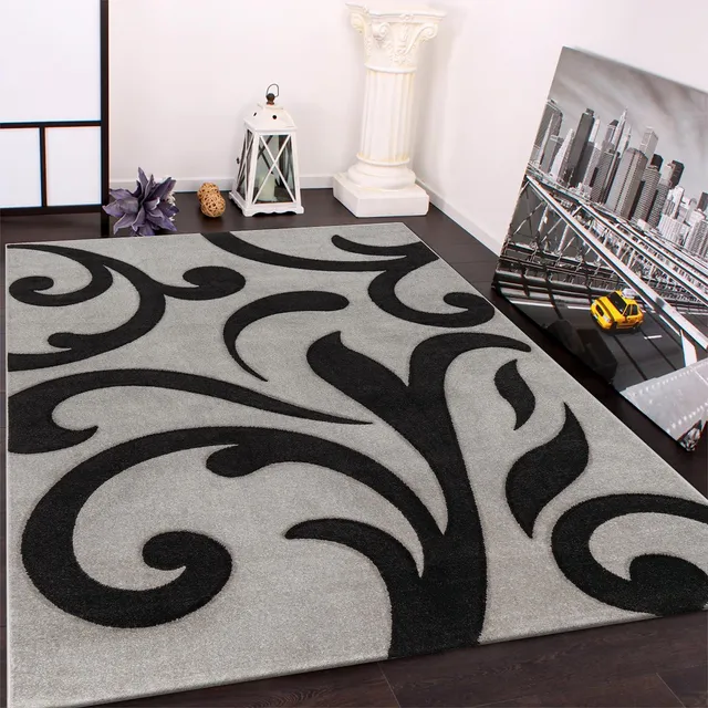 paco-home-designer-teppich-konturenschnitt-60x110-cm-grau-schwarz image 1