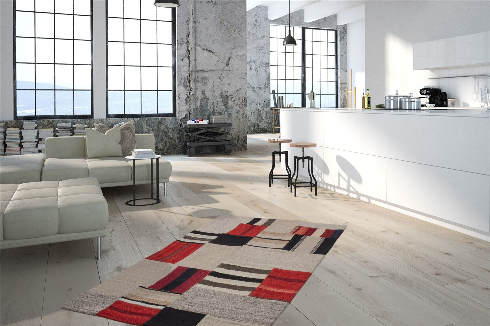 kayoom-radical-240-handgefertigter-naturteppich-im-patchwork-design-aus-wolle-un image 3