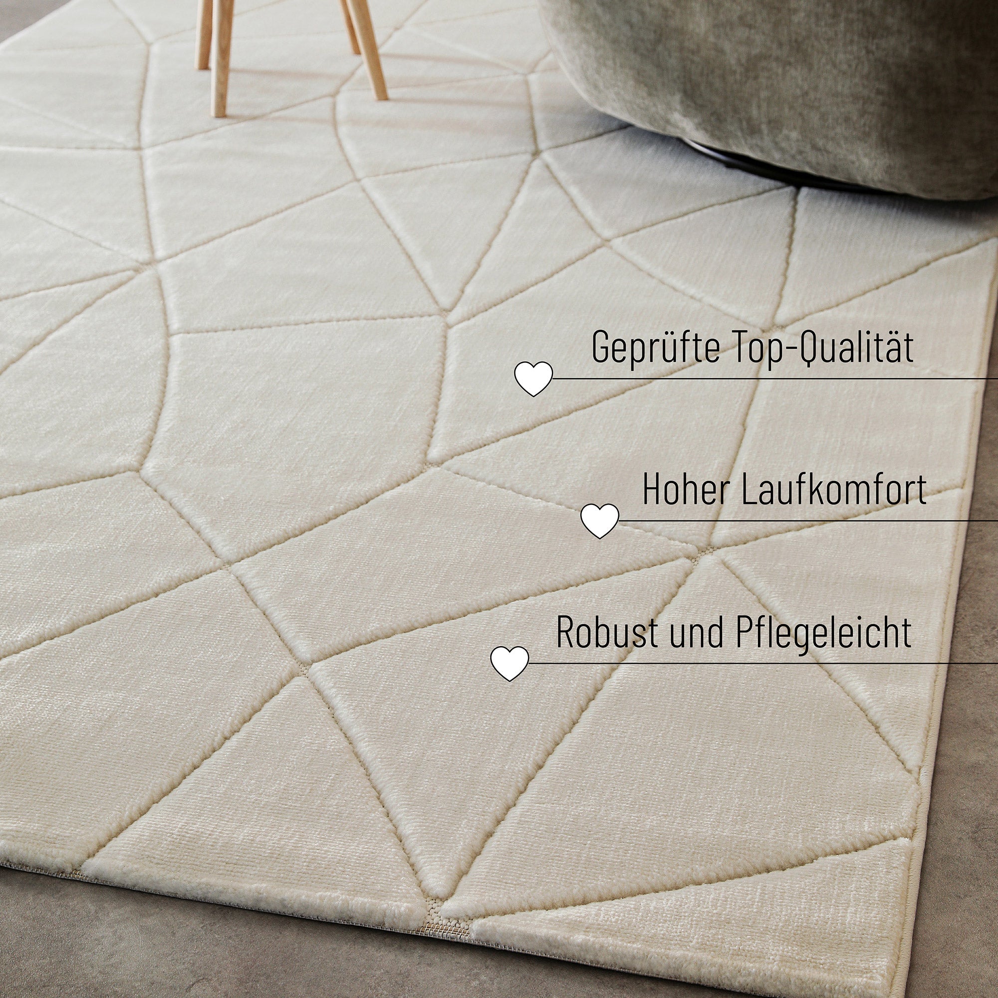 weconhome-unplugged-kurzflorteppich-creme-wei-eckig image 3