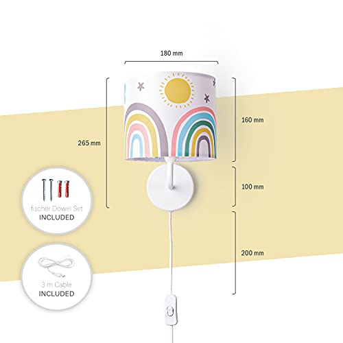 paco-home-wandlampe-kinderzimmer-regenbogen-kariert-e14-mit-stecker image 7