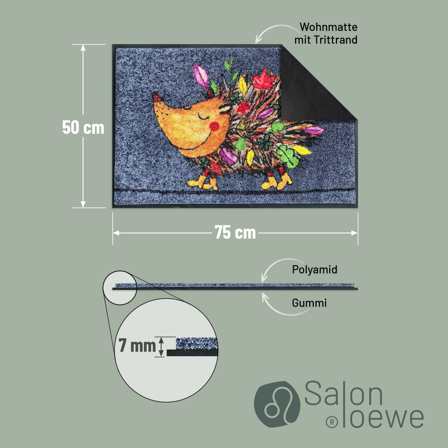 salonloewe-funky-hedgy-eingangsmatte-50-x-75-cm-buntes-igel-motiv-waschbar-trock image 4