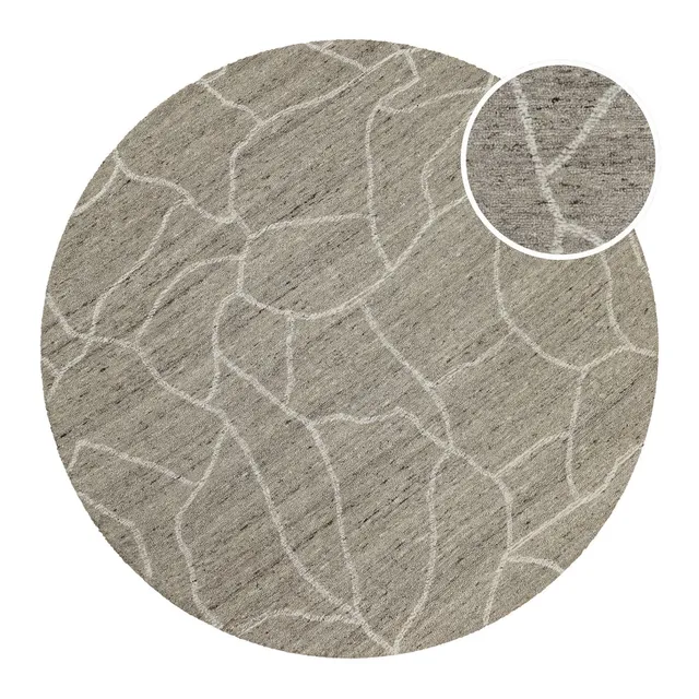 weconhome-hamptons-fortyone-kurzflor-teppich-rund-taupe-meliert-schurwolle image 1