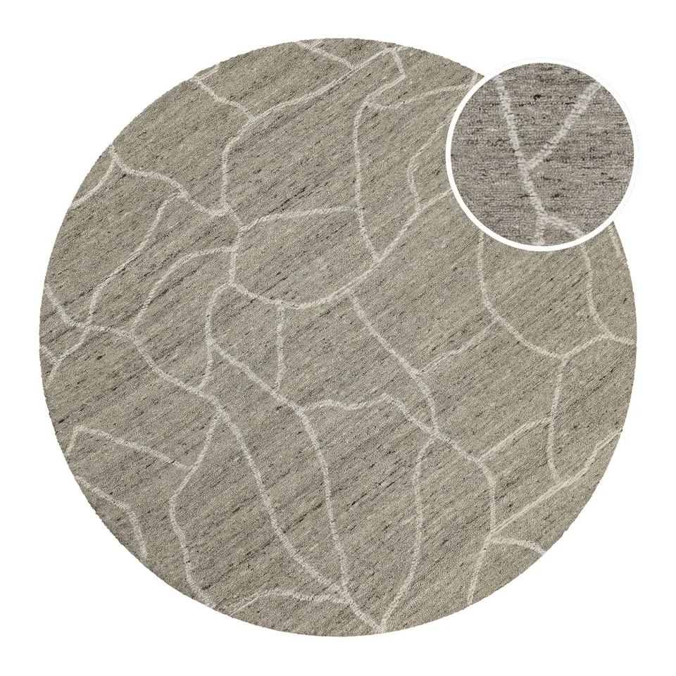 weconhome-hamptons-fortyone-kurzflor-teppich-rund-taupe-meliert-schurwolle image 1