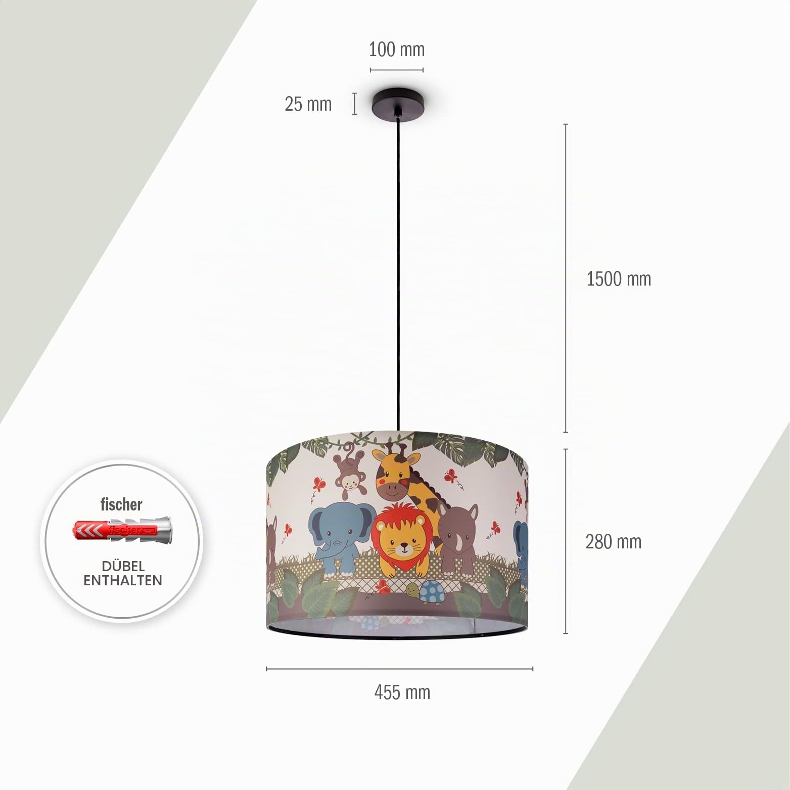 paco-home-h-ngelampe-kinderzimmer-dino-l-we-zoo-e27-stoffschirm image 3