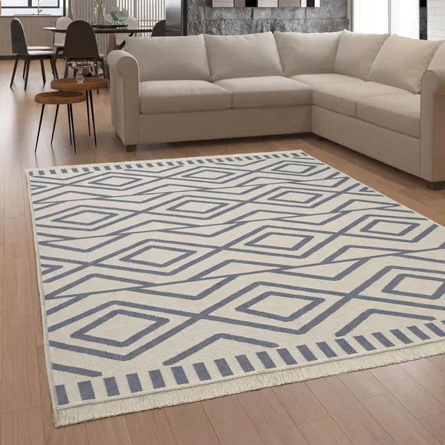 paco-home-teppich-boho-skandinavisch-mit-fransen-wendbar-140x200-cm-grau-2 image 1