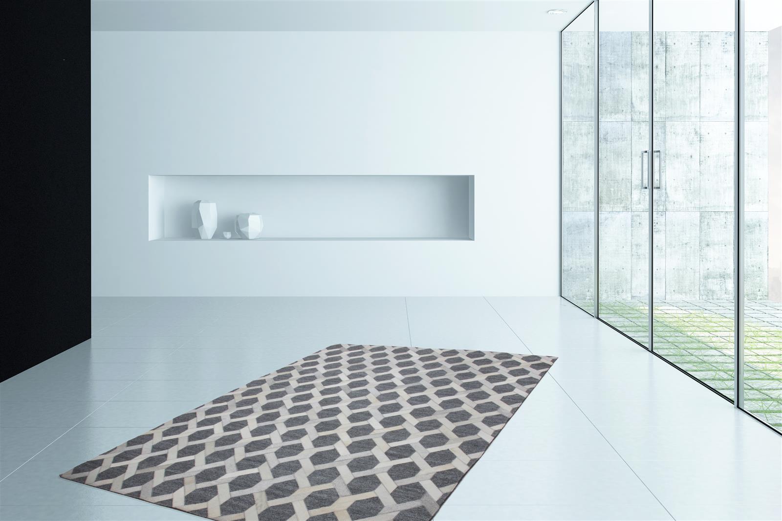 kayoom-chimera-125-designteppich-leder-mix-elfenbein-pflegeleicht image 2