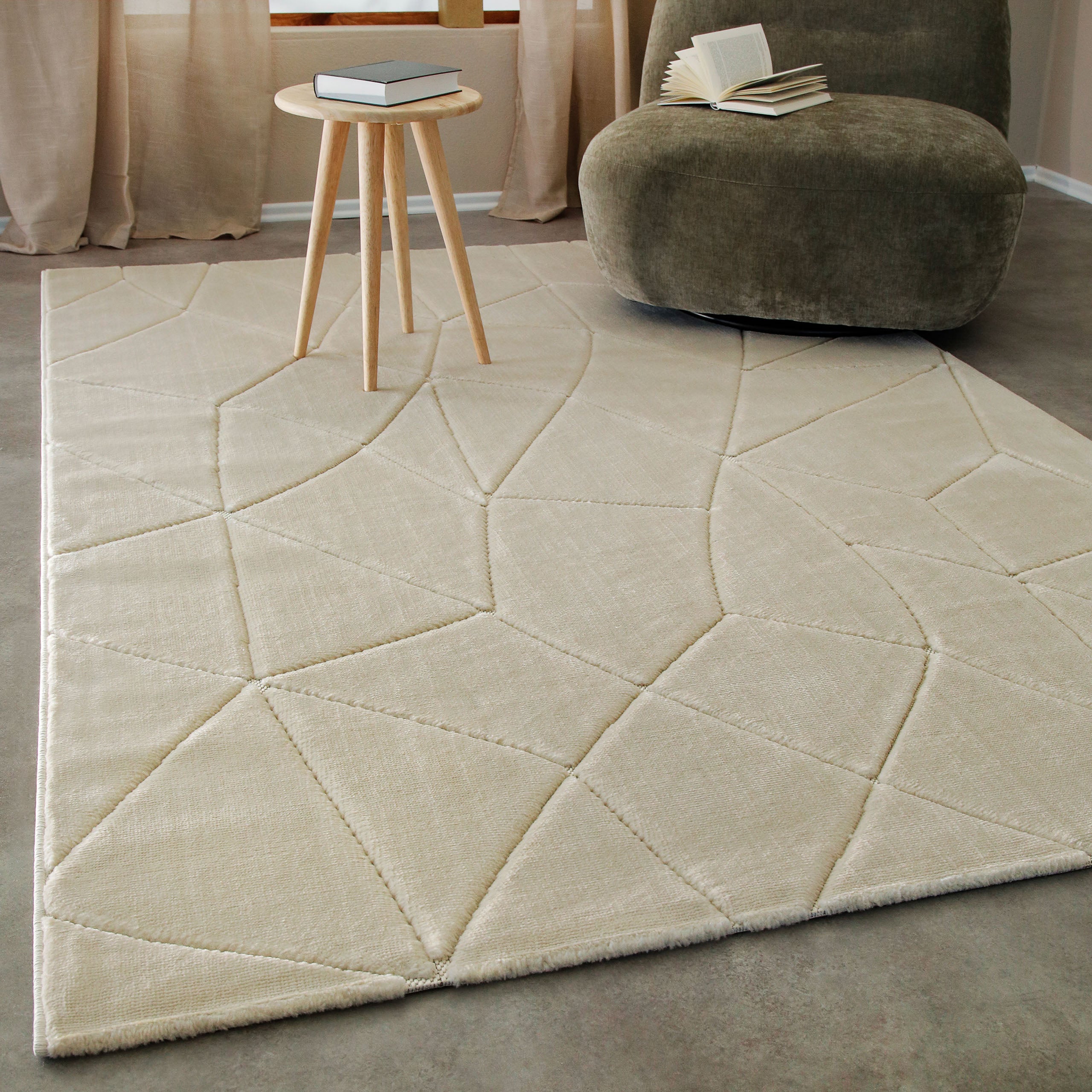 weconhome-kurzflorteppich-unplugged-sand-beige-geometrisch-maschinell-gewebt-pfl image 2