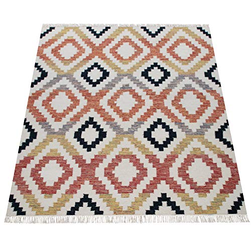 paco-home-skandi-kilim-wolle-rot-schwarz-140x200-cm image 8