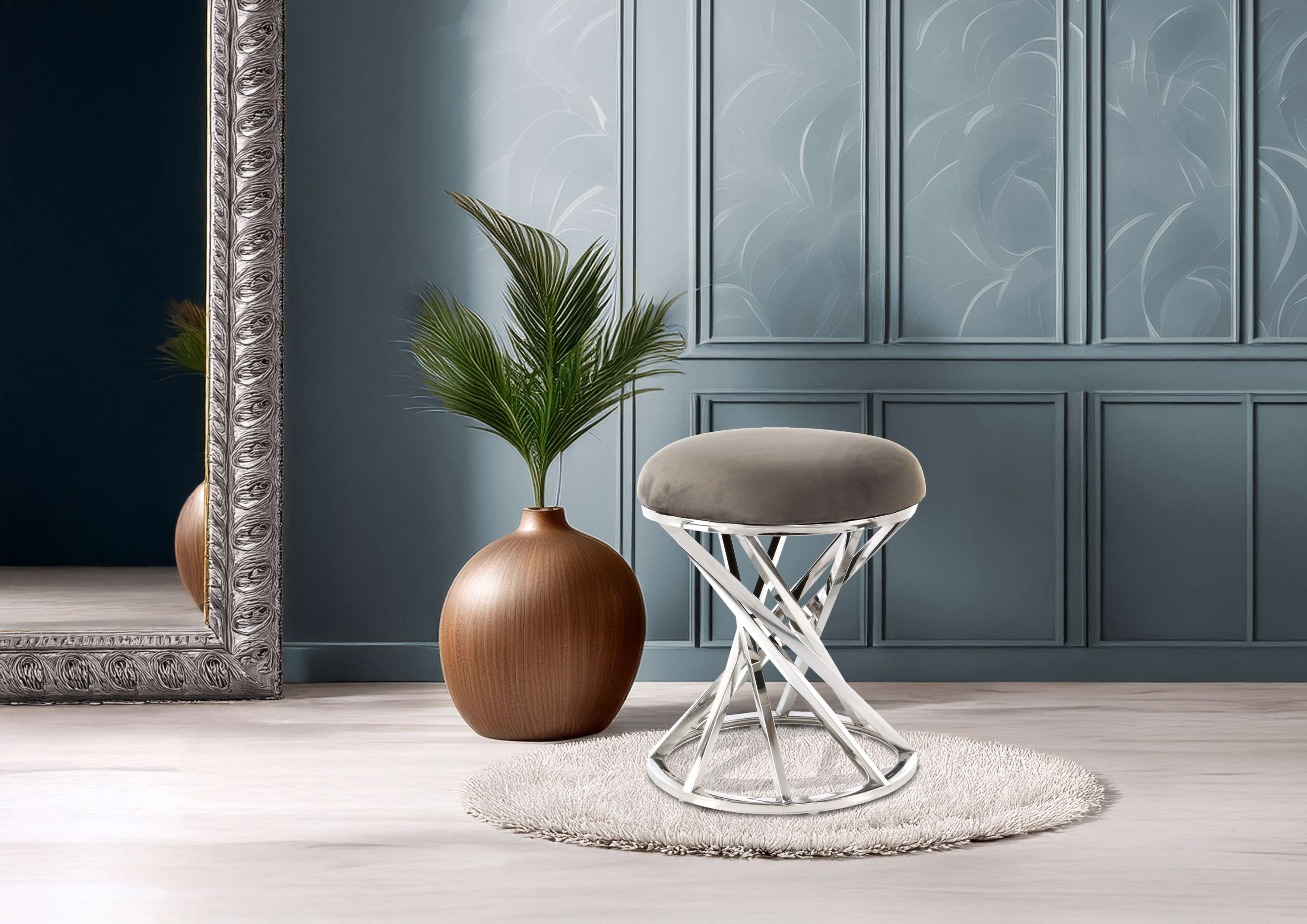 kayoom-wesley-325-sitzhocker-glamour-ses-design-mit-gedrehtem-metallgestell image 2