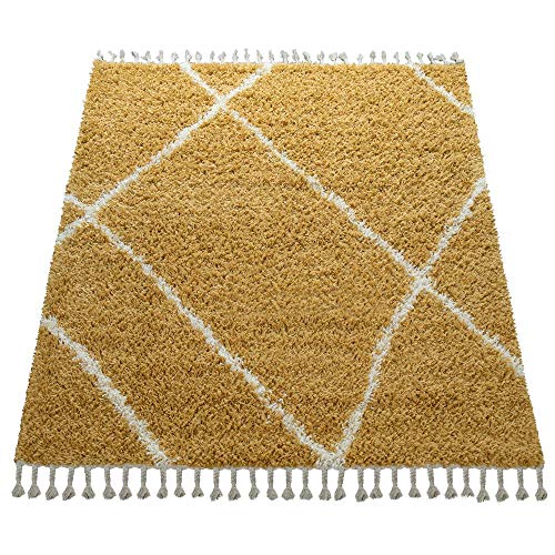 paco-home-shaggy-teppich-hochflor-rauten-skandi-gelb-140x200-cm image 8