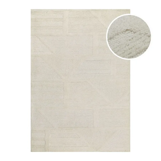 hamptons-by-weconhome-fifteen-kurzflor-teppich-creme-wei-handgetuftete-schurwoll image 1