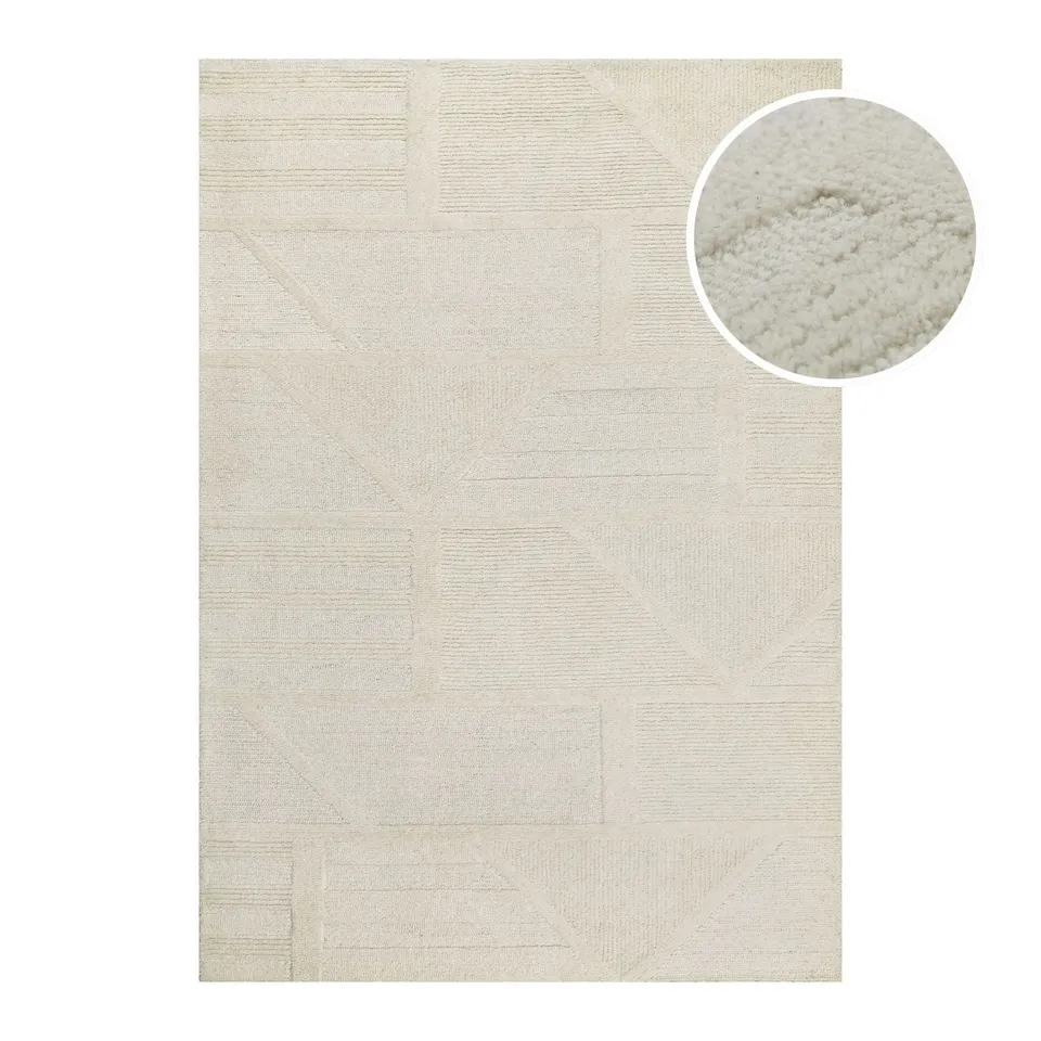 hamptons-by-weconhome-fifteen-kurzflor-teppich-creme-wei-handgetuftete-schurwoll image 1