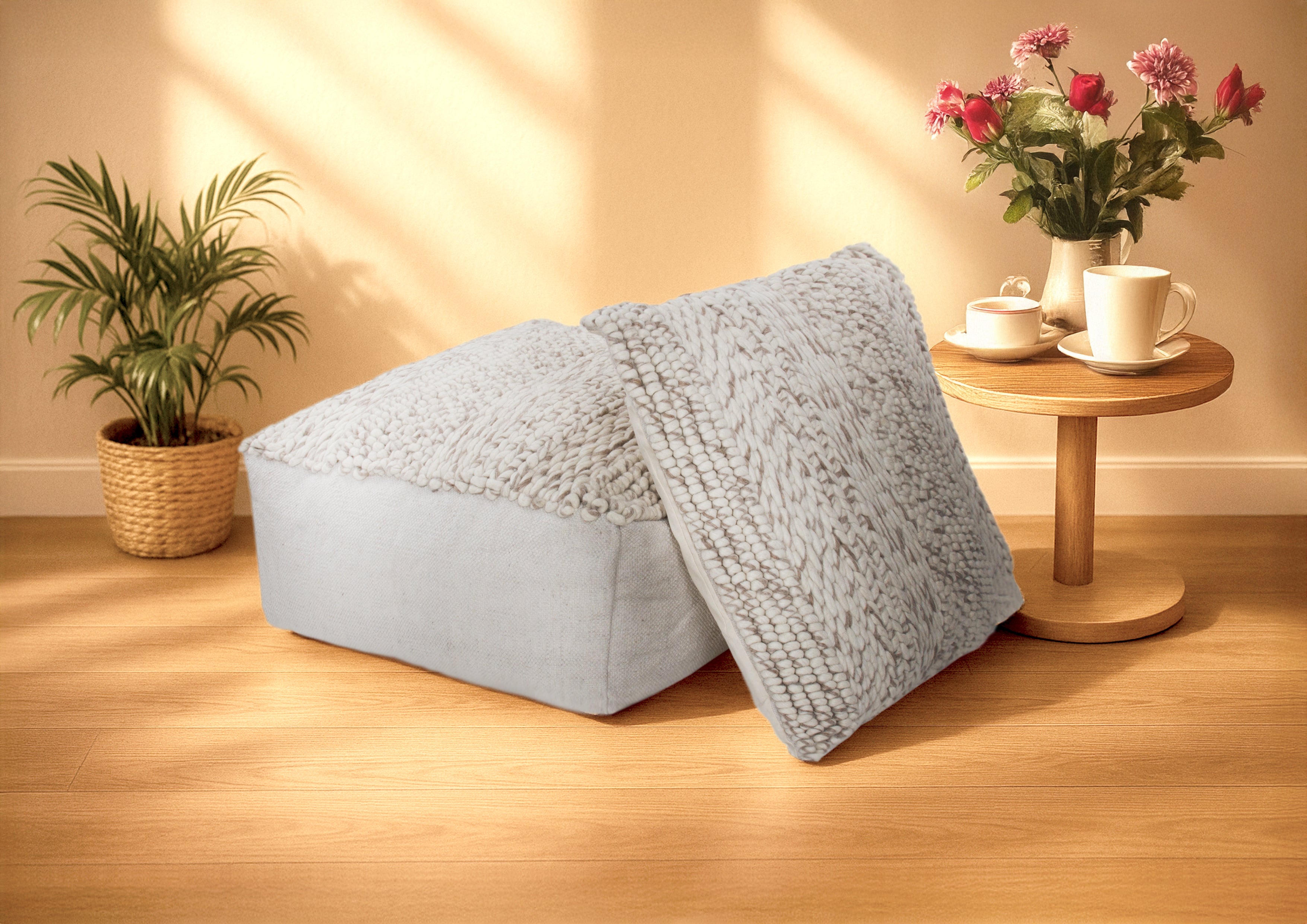 kayoom-shaun-110-set-sitzkissen-und-kissen-handgefertigt-grau image 3
