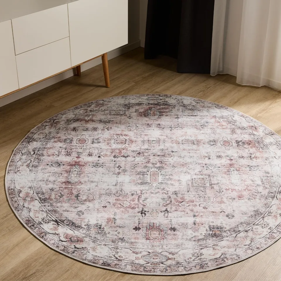 benuta-basic-george-teppich-120-cm-rund-creme-taupe-vintage-waschbar image 1