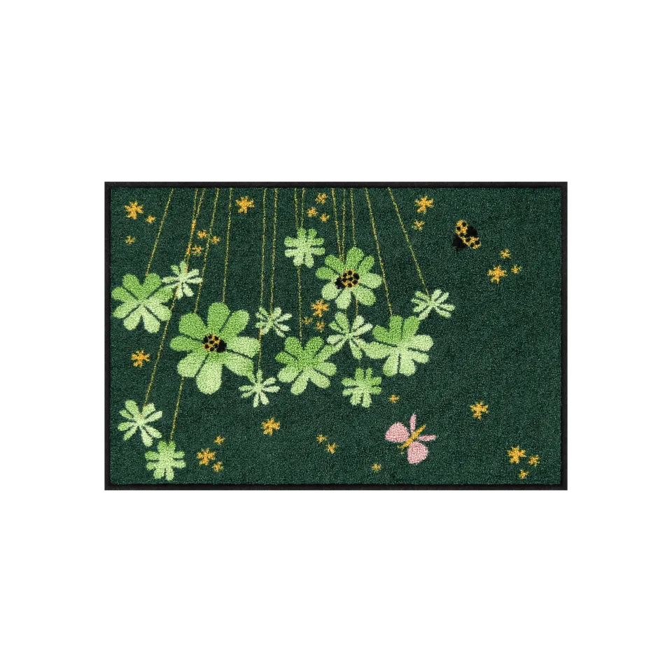 salonloewe-lucky-time-eingangsmatte-50-x-75-cm-kleeblatt-design-dunkelgr-n-polya image 1