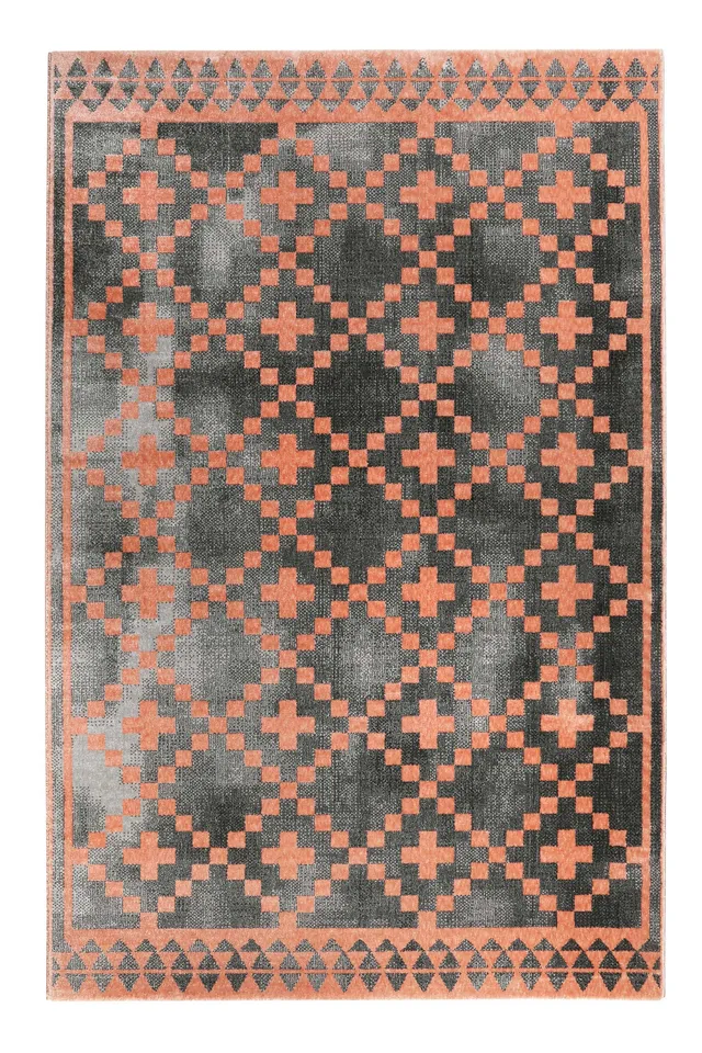 weconhome-pleasure-2-0-teppich-grau-koralle-kurzflor-geometrisch image 1