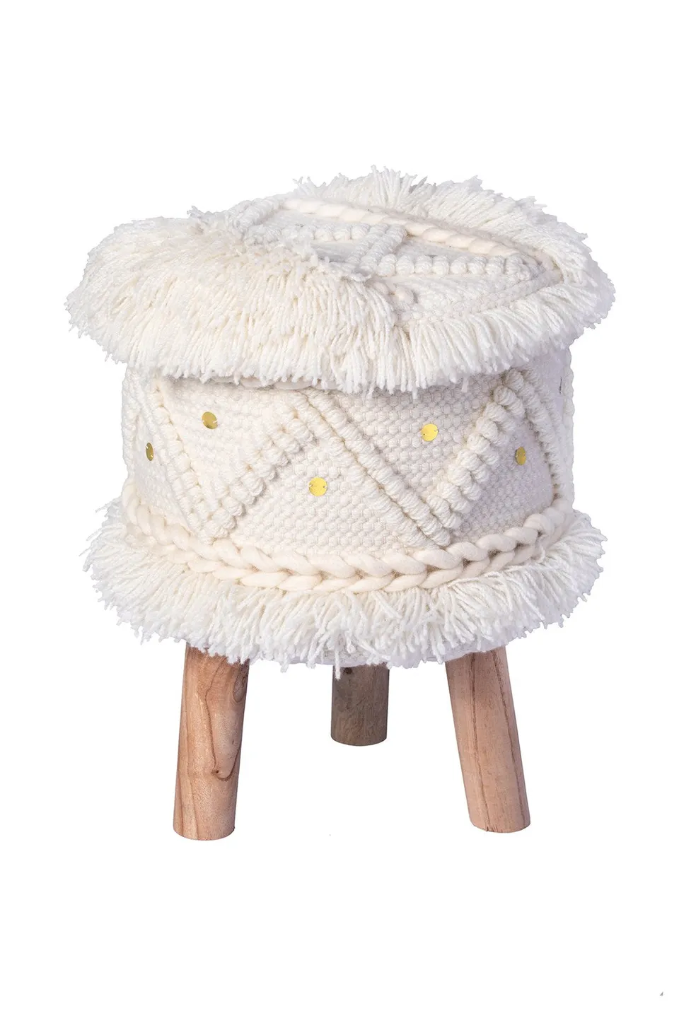kayoom-hocker-bohist-525-mit-fransen-und-quasten image 1