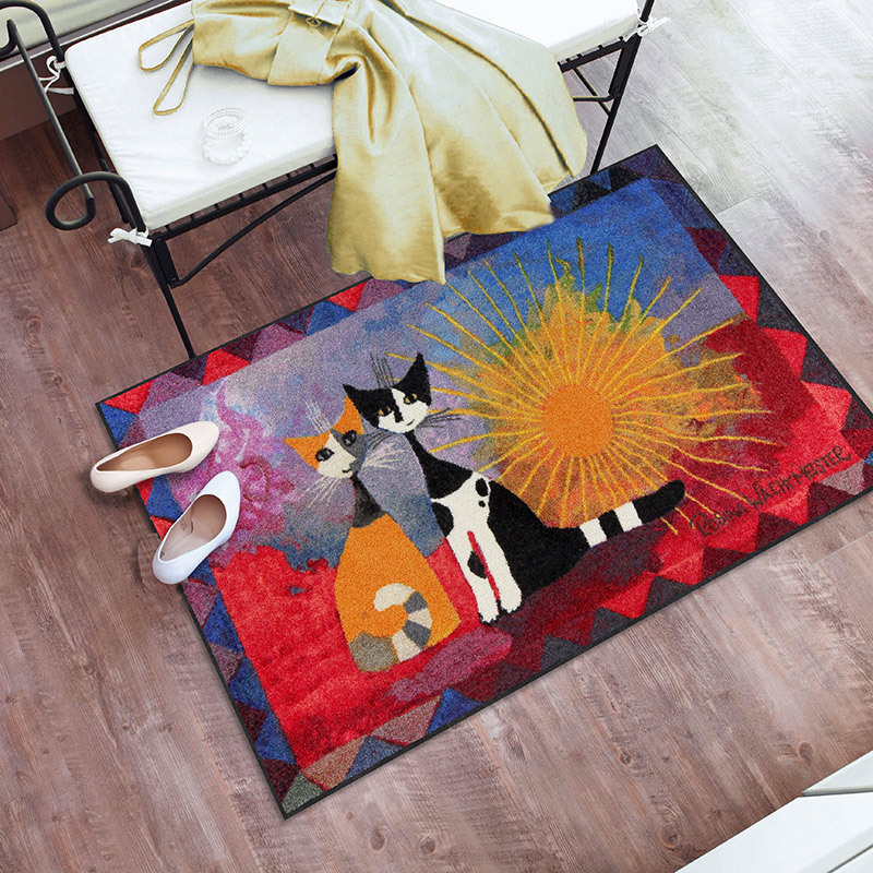 salonloewe-noi-due-teppich-75-x-120-cm-bunte-katzen-fu-matte-mit-sonnenmotiv image 2