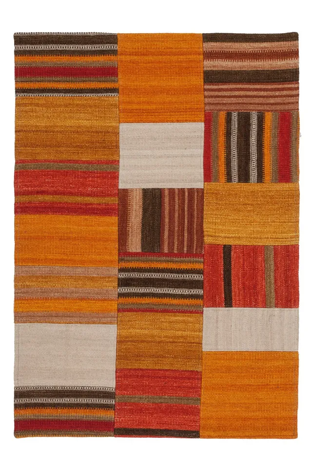 kayoom-radical-210-naturteppich-patchwork-kilim-handgefertigt-wolle-baumwolle image 1