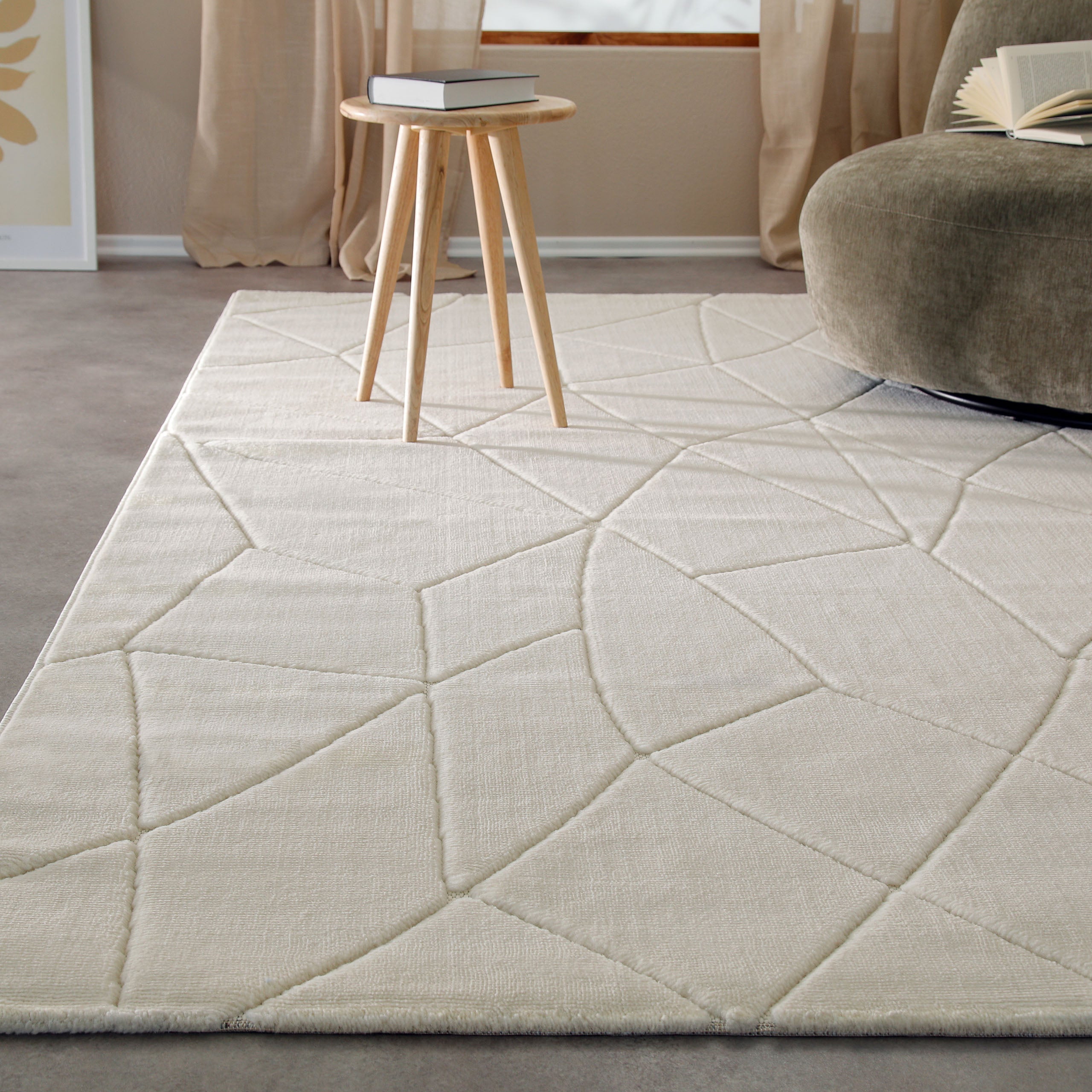 weconhome-unplugged-kurzflorteppich-creme-wei-eckig image 2