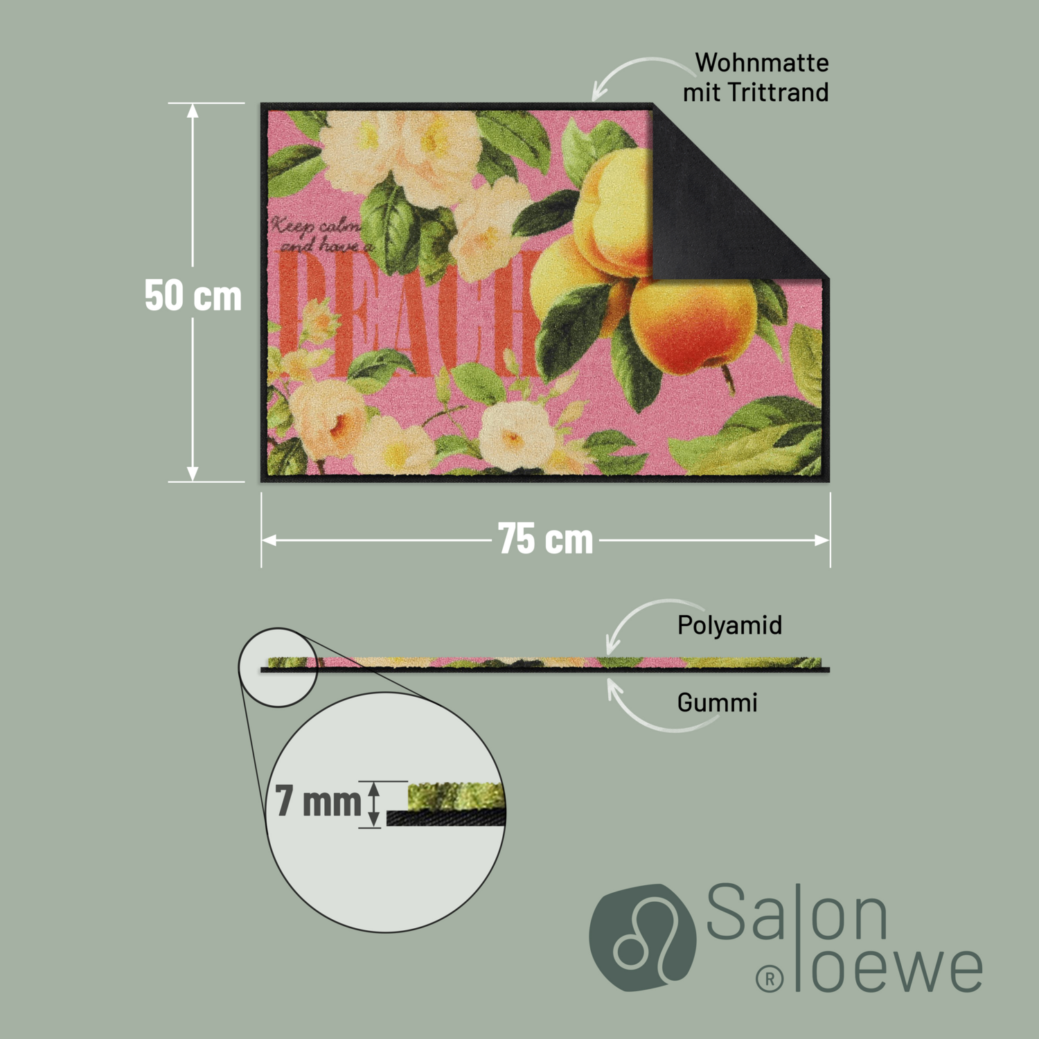 salonloewe-happy-peach-eingangsmatte-50-x-75-cm-waschbare-fu-matte-mit-pfirsich- image 4