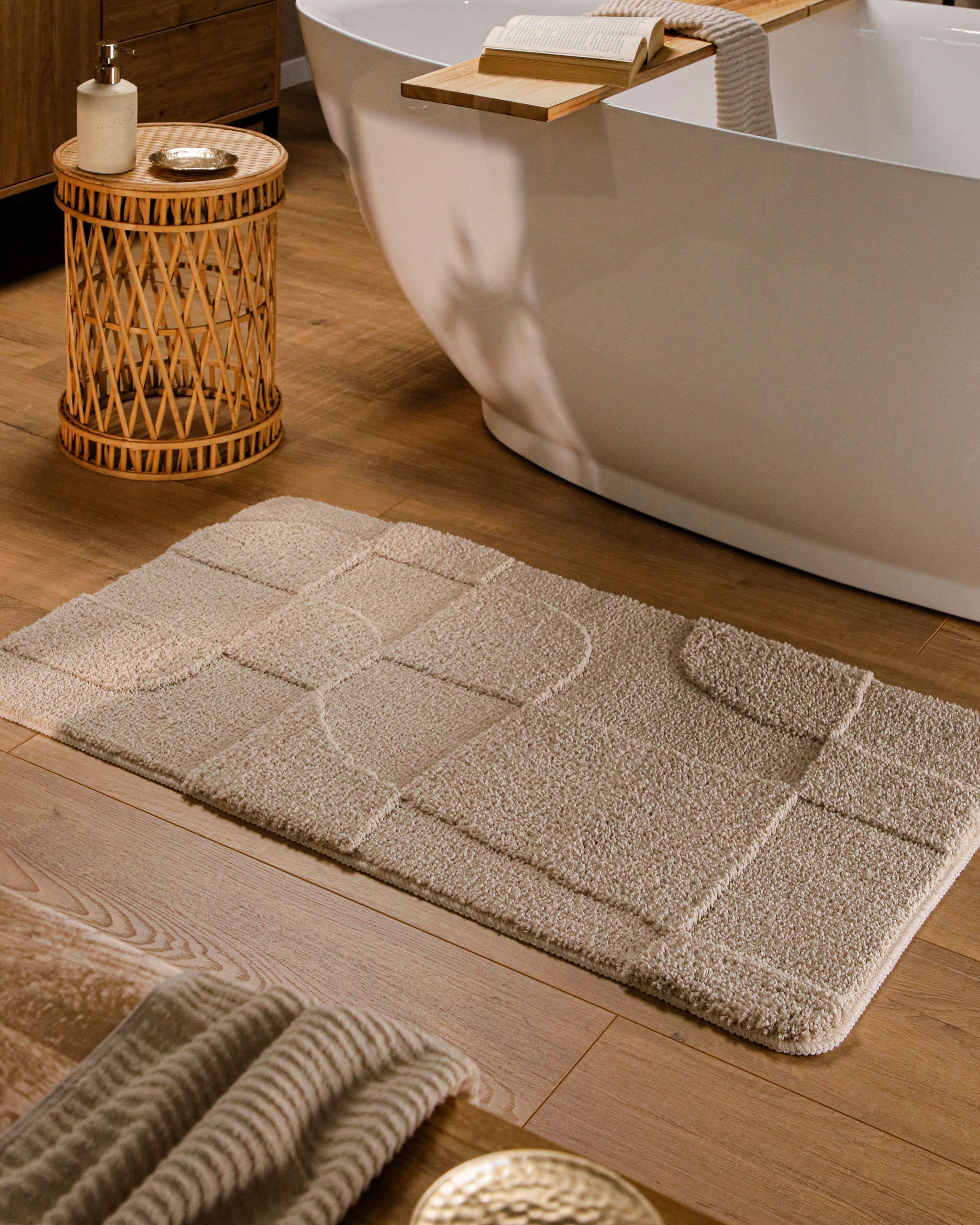 weconhome-bathking-davie-badteppich-sand-beige-rutschhemmend-waschbar image 2