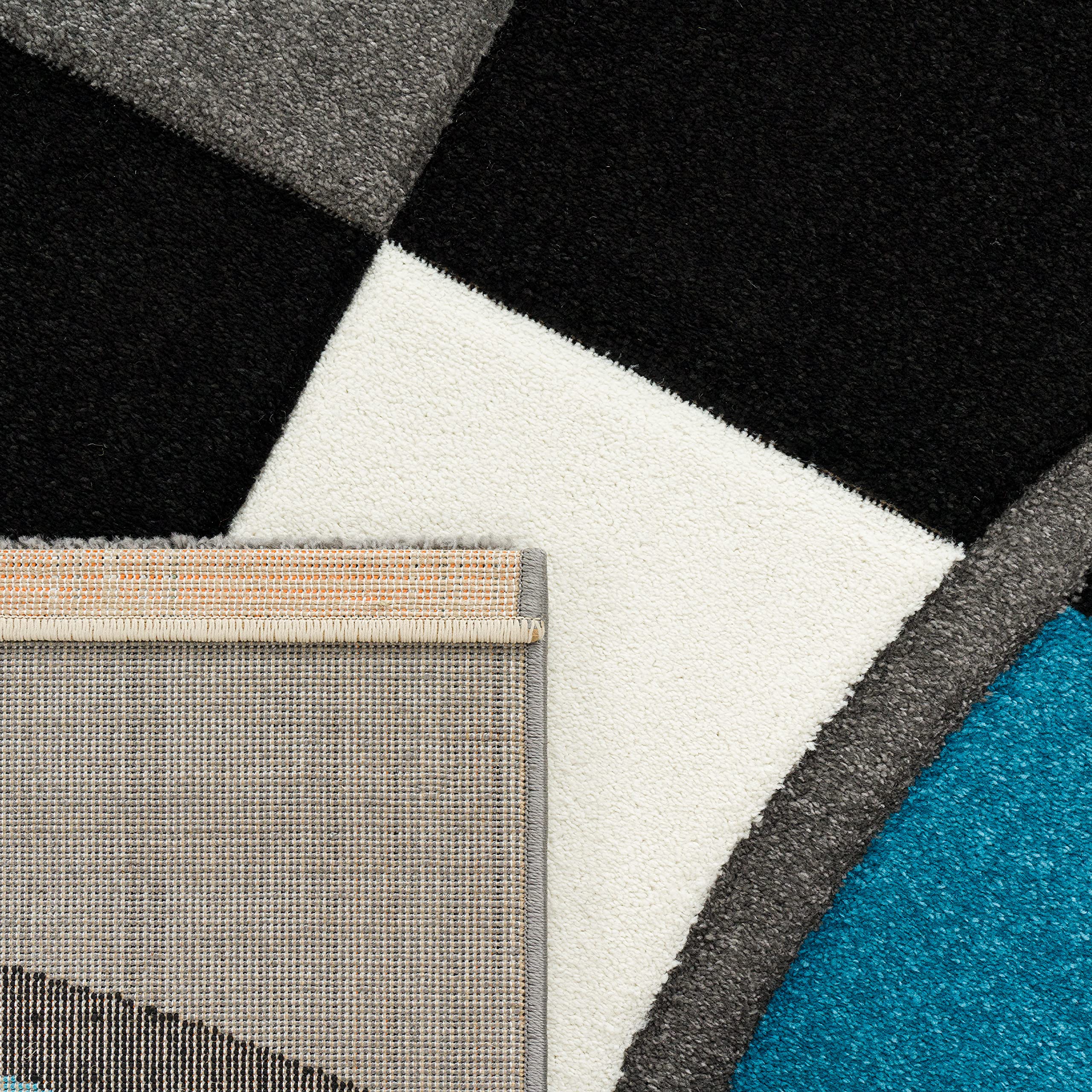 paco-home-metro-kurzflor-teppich-80x150-cm-t-rkis-geometrisch-kariert-meliert image 4