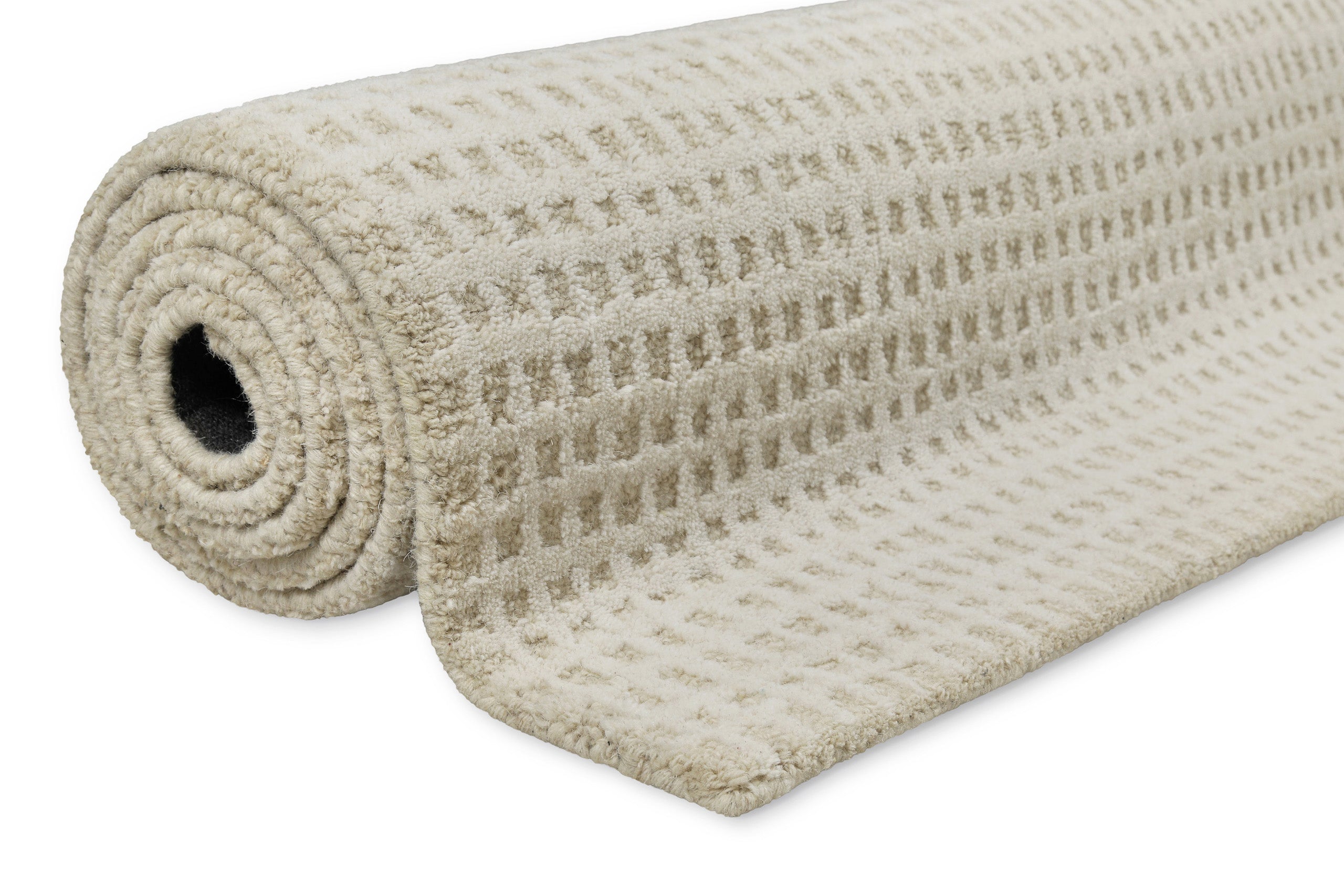 weconhome-hamptons-thirty-kurzflor-teppich-creme-wei-handgetuftet-karo-design image 7